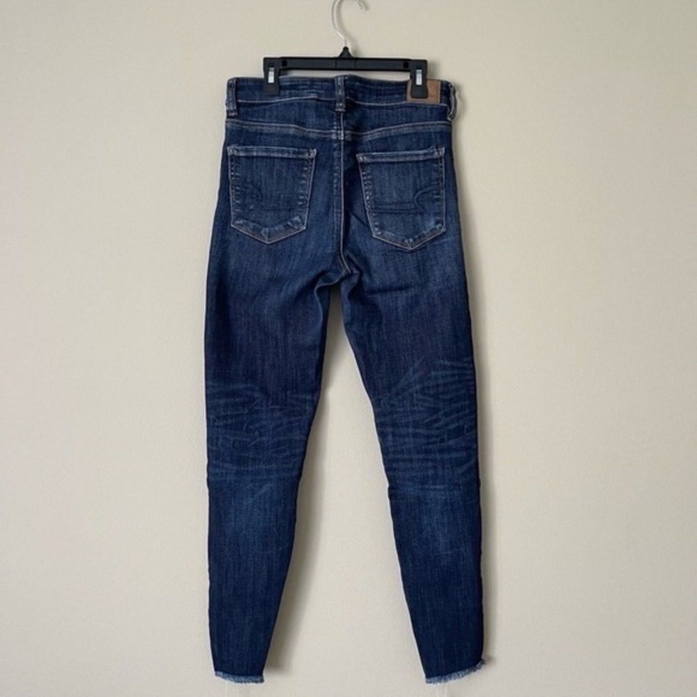 American Eagle Outfitters Jeans Womens US 4 Dark Wash Skinny Distressed Ripped - Picture 3 of 10